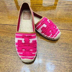 Tory Burch Fuchsia and Cream Espadrilles
